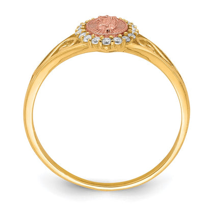 10K Two-Tone CZ Our Lady of Guadalupe Ring