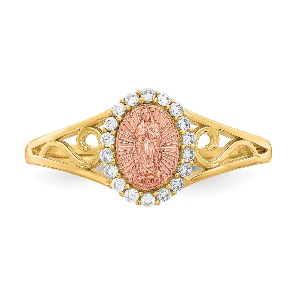 10K Two-Tone CZ Our Lady of Guadalupe Ring