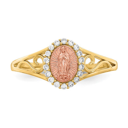 10K Two-Tone CZ Our Lady of Guadalupe Ring