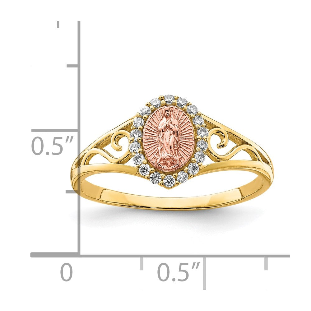 10K Two-Tone CZ Our Lady of Guadalupe Ring