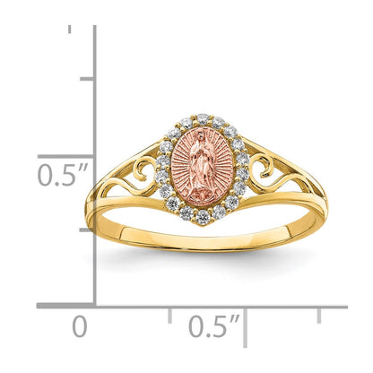 10K Two-Tone CZ Our Lady of Guadalupe Ring