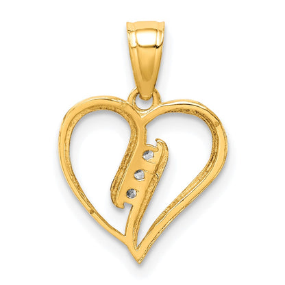 10K 3-Stone CZ Heart Pendant