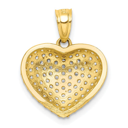 10K CZ Micro-Pave Heart Pendant