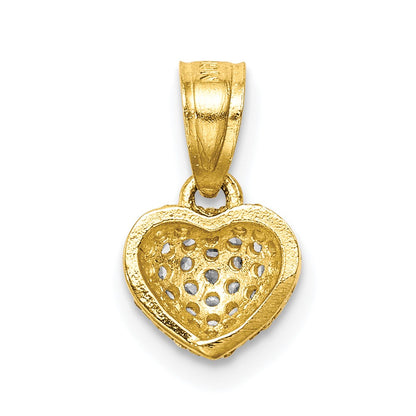 10K CZ Micro-Pave Tiny Heart Pendant
