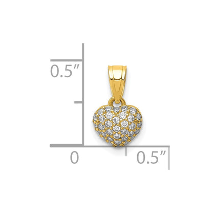 10K CZ Micro-Pave Tiny Heart Pendant
