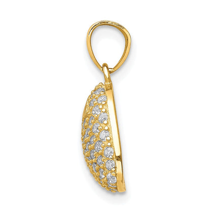10K CZ Micro-Pave Small Falling Heart Pendant