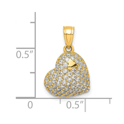 10K CZ Micro-Pave Small Falling Heart Pendant