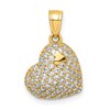 10K CZ Micro-Pave Small Falling Heart Pendant