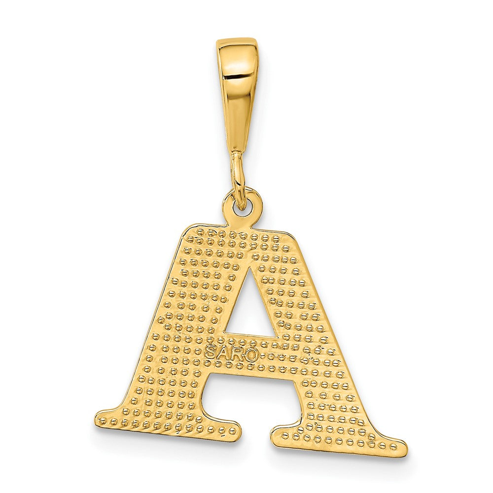 10k Textured Initial A Pendant