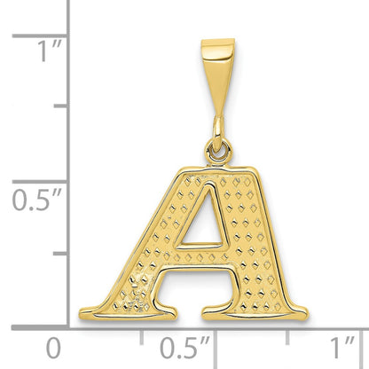 10k Textured Initial A Pendant