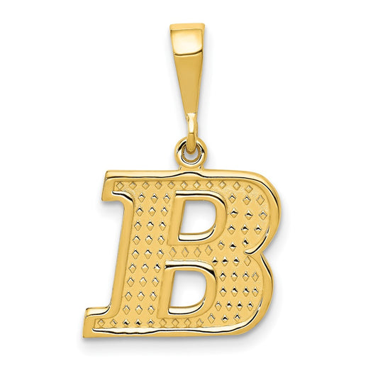 10k Textured Initial B Pendant