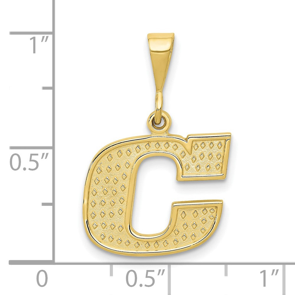 10k Textured Initial C Pendant