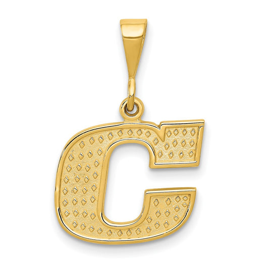 10k Textured Initial C Pendant