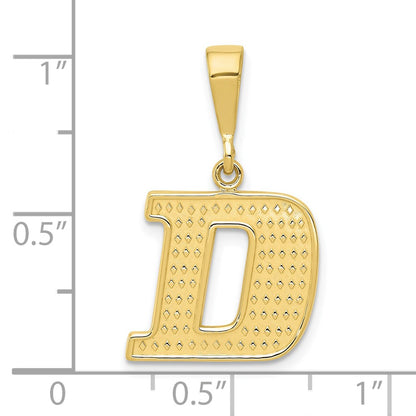 10k Textured Initial D Pendant