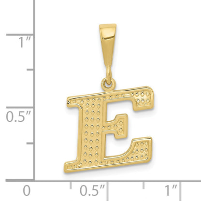 10k Textured Initial E Pendant