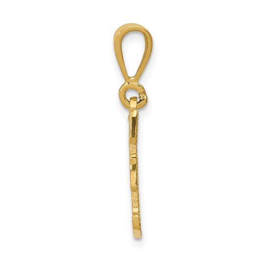 10k Textured Initial F Pendant