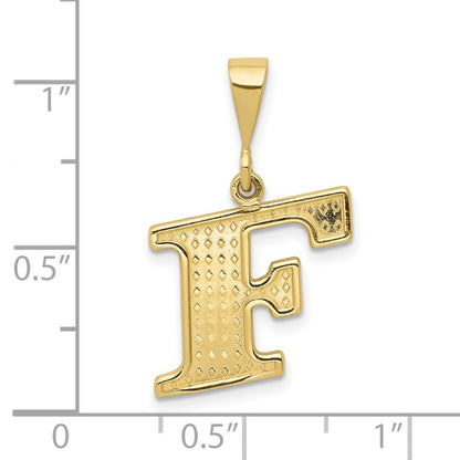 10k Textured Initial F Pendant