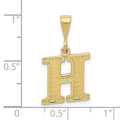 10k Textured Initial H Pendant