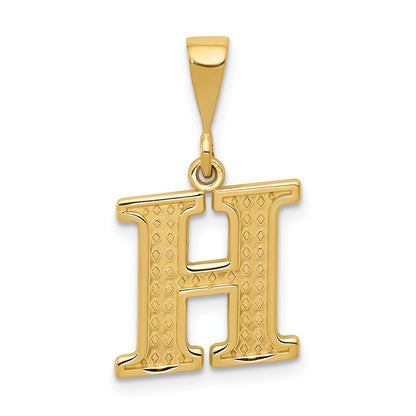 10k Textured Initial H Pendant