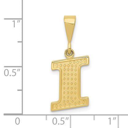 10k Textured Initial I Pendant