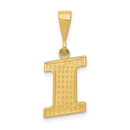 10k Textured Initial I Pendant