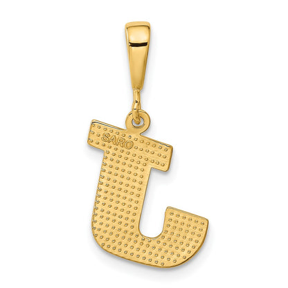 10k Textured Initial J Pendant