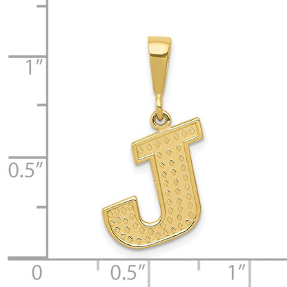 10k Textured Initial J Pendant