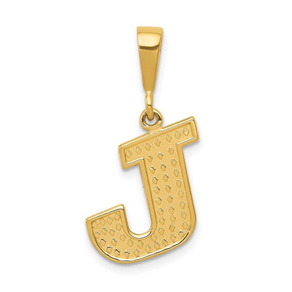 10k Textured Initial J Pendant