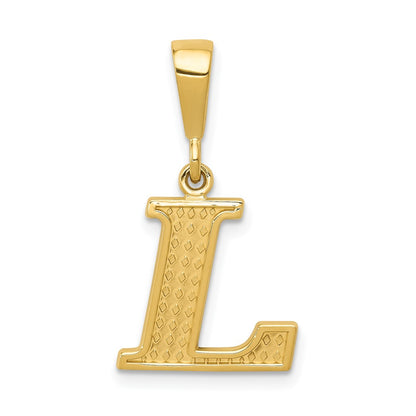 10k Textured Initial L Pendant