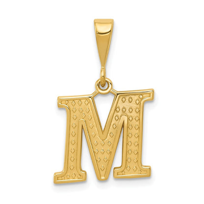 10k Textured Initial M Pendant