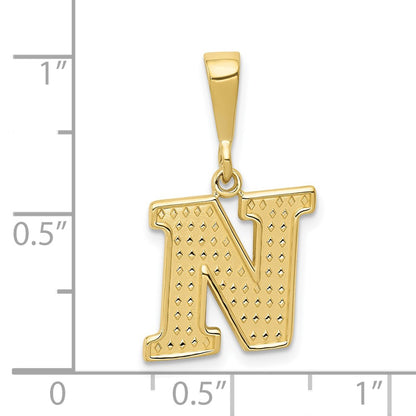 10k Textured Initial N Pendant