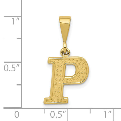 10k Textured Initial P Pendant