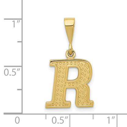 10k Textured Initial R Pendant