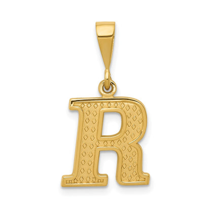 10k Textured Initial R Pendant