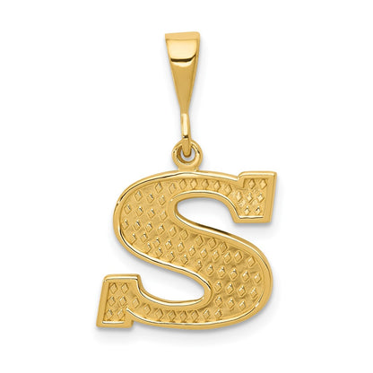 10k Textured Initial S Pendant