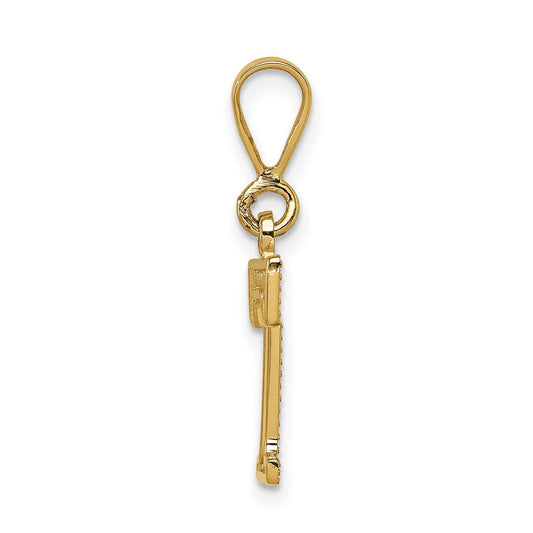 10k Textured Initial T Pendant