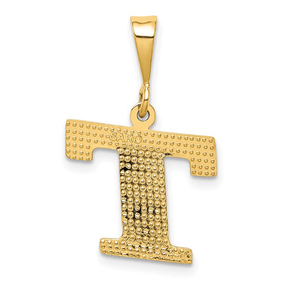 10k Textured Initial T Pendant