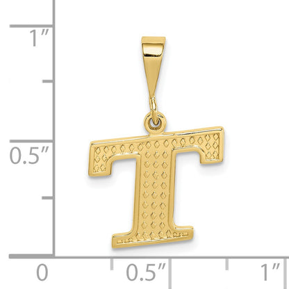 10k Textured Initial T Pendant