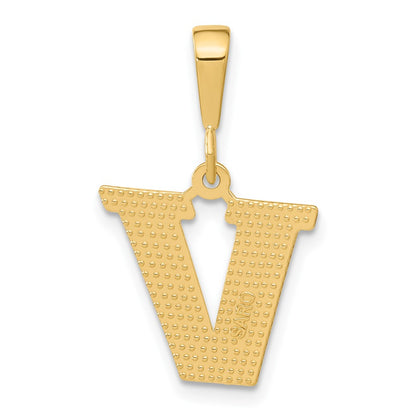 10k Textured Initial V Pendant