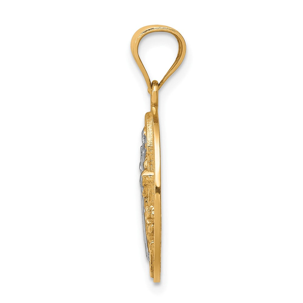 10K and White Rhodium San Benito Medal Pendant