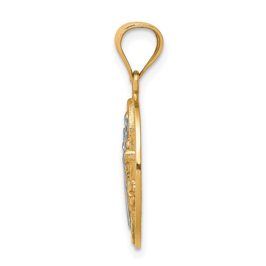 10K and White Rhodium San Benito Medal Pendant