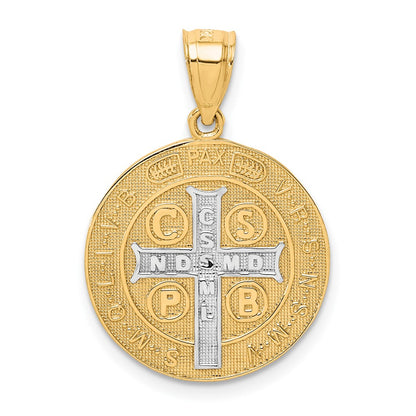 10K and White Rhodium San Benito Medal Pendant