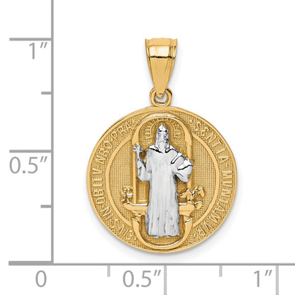 10K and White Rhodium San Benito Medal Pendant