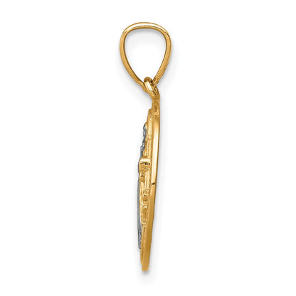 10K and White Rhodium San Benito Medal Pendant