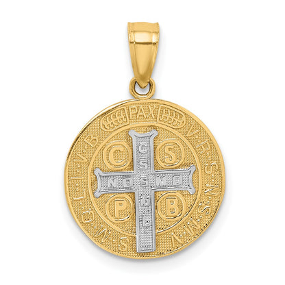 10K and White Rhodium San Benito Medal Pendant
