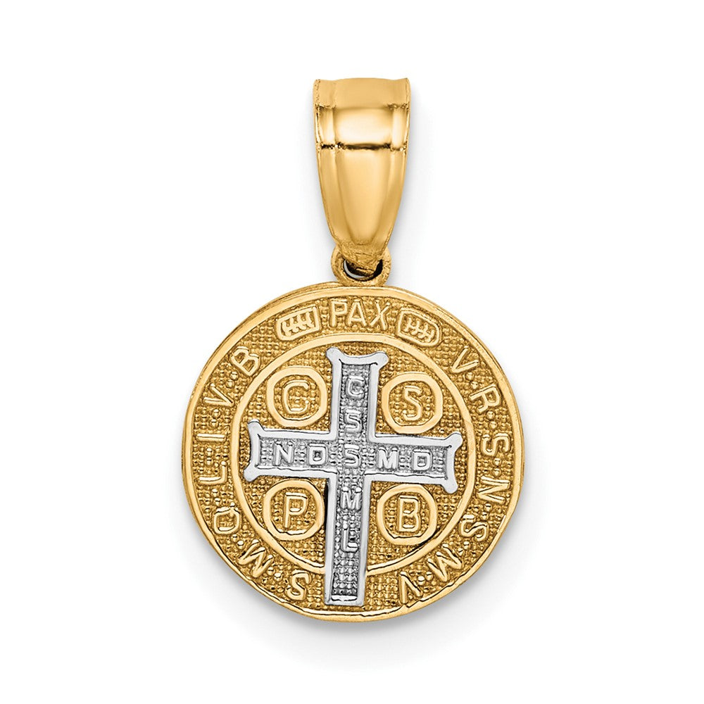 10K and White Rhodium Small San Benito Medal Pendant