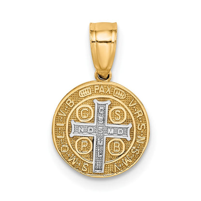 10K and White Rhodium Small San Benito Medal Pendant