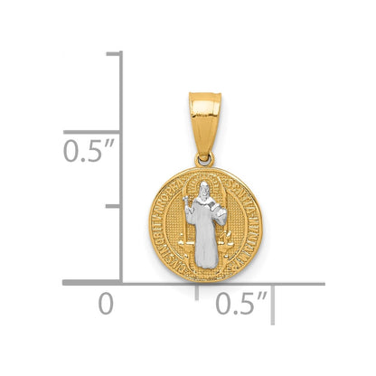 10K and White Rhodium Small San Benito Medal Pendant