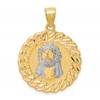 10K and White Rhodium Diamond-cut Jesus Face Pendant