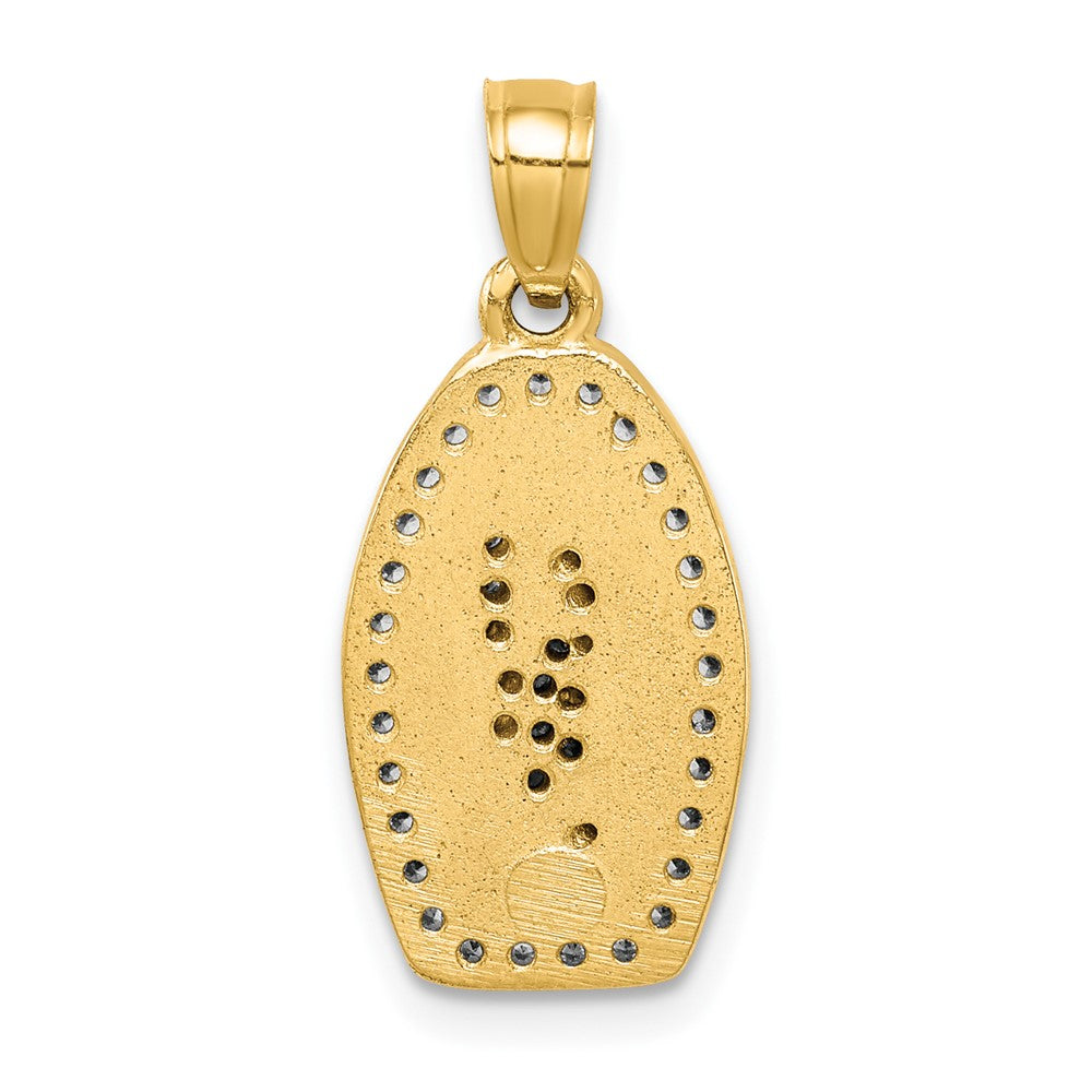 10K and White Rhodium CZ Pave Oval Our Lady of Guadalupe Pendant
